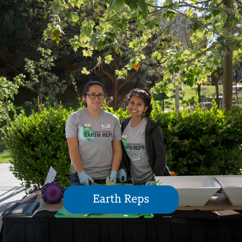 two people standing at a table with gardening equipment, Earth Reps button overlayed on the photo